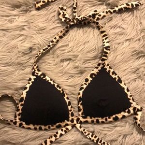 Victoria’s Secret Black Leopard Bikini Top M